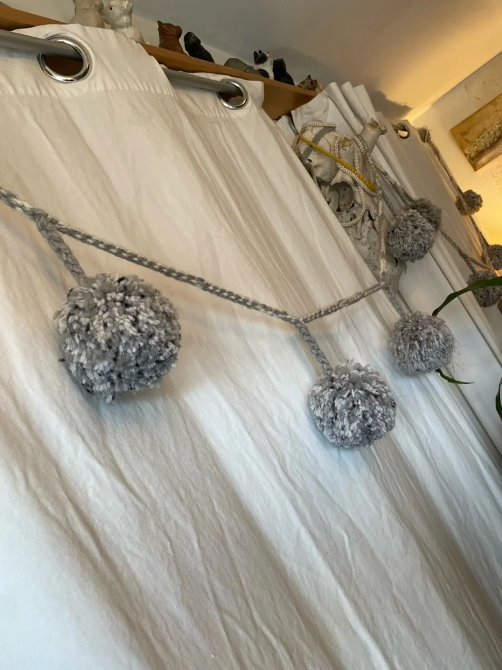 Cozy Gray Pom-Pom Garland - Neutral Holiday & Home Décor